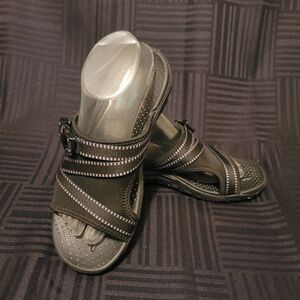 Skechers Outdoor Lifestyle Slide Sandals Womens 8 Black Nylon Comfort Slip On